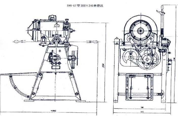 XMB-70型三辊四筒棒磨机的结构图(图3)