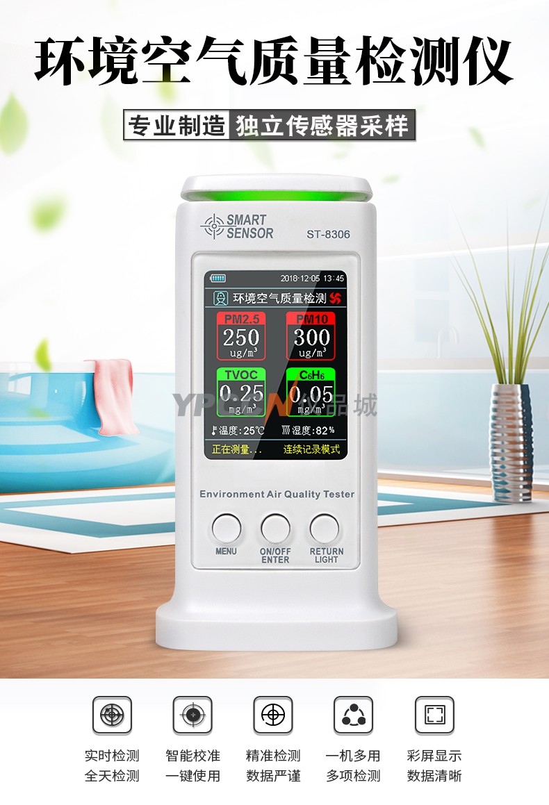 希玛ST8306甲醛检测仪家用专业测甲醛室内二氧化碳空气质量测试仪(图1)