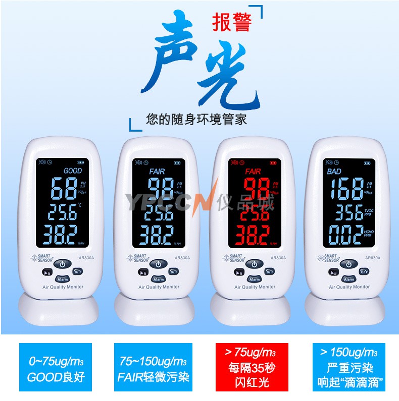 希玛AR830A数显空气质量监测仪PM2.5检测仪(图8)