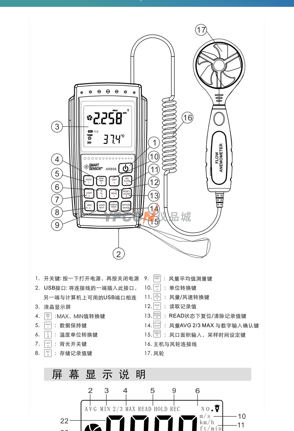 希玛AR856风速仪风速测量仪风温风量带软件数据线(图10)